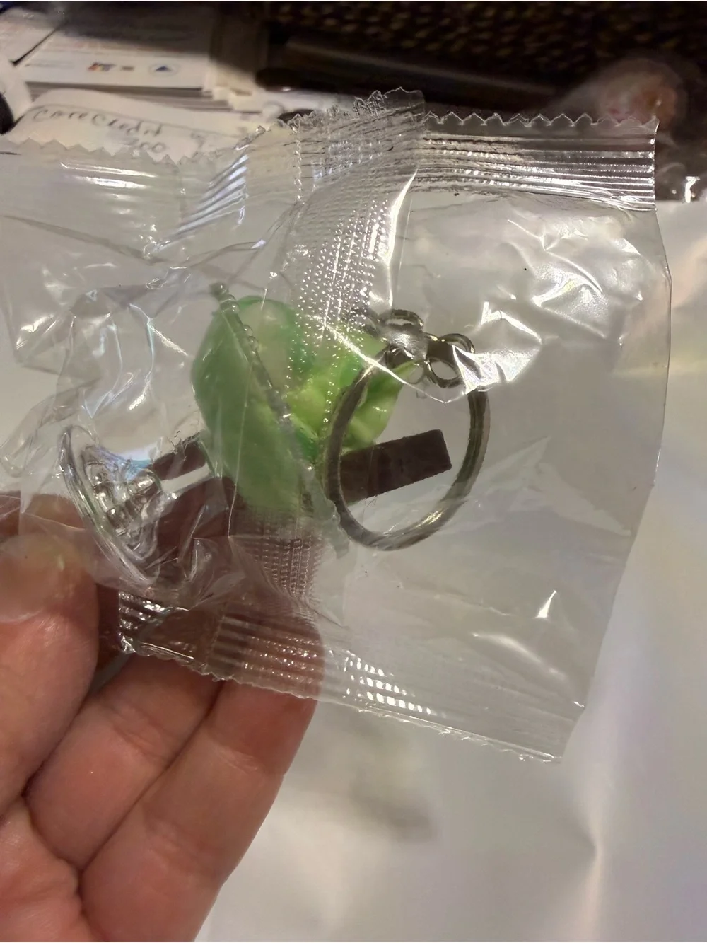 Green Ice Cream Sundae Keychain Charm -